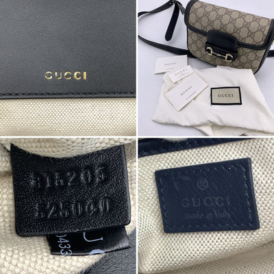 Gucci Monogram Black Small Horsebit 1955 Soft Shoulder Bag