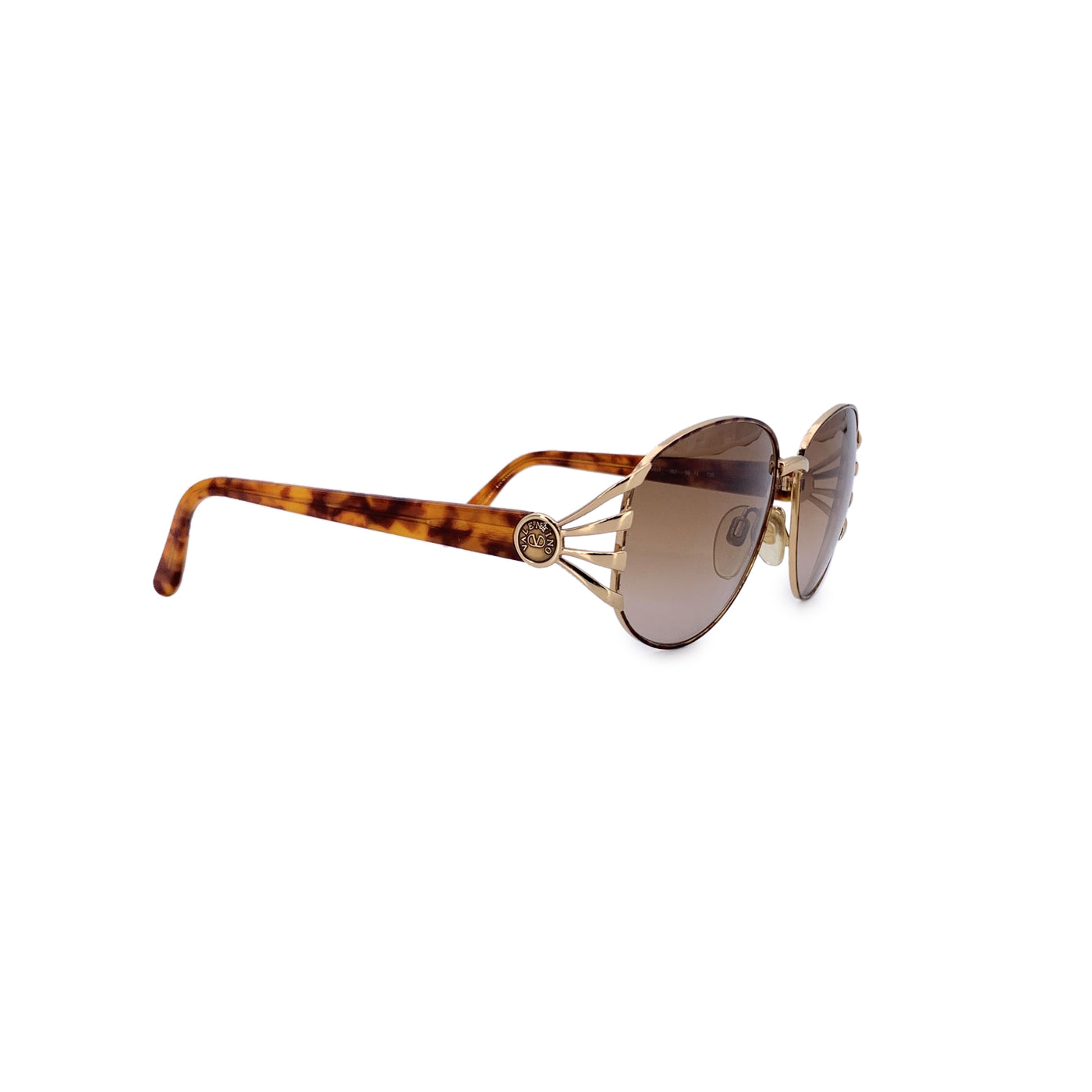 Valentino Vintage Gold Metal Oval Sunglasses Mod. V431 58/15 130mm