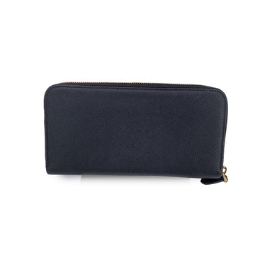 Prada Black Saffiano Leather Continental Zippy Wallet 1ML506