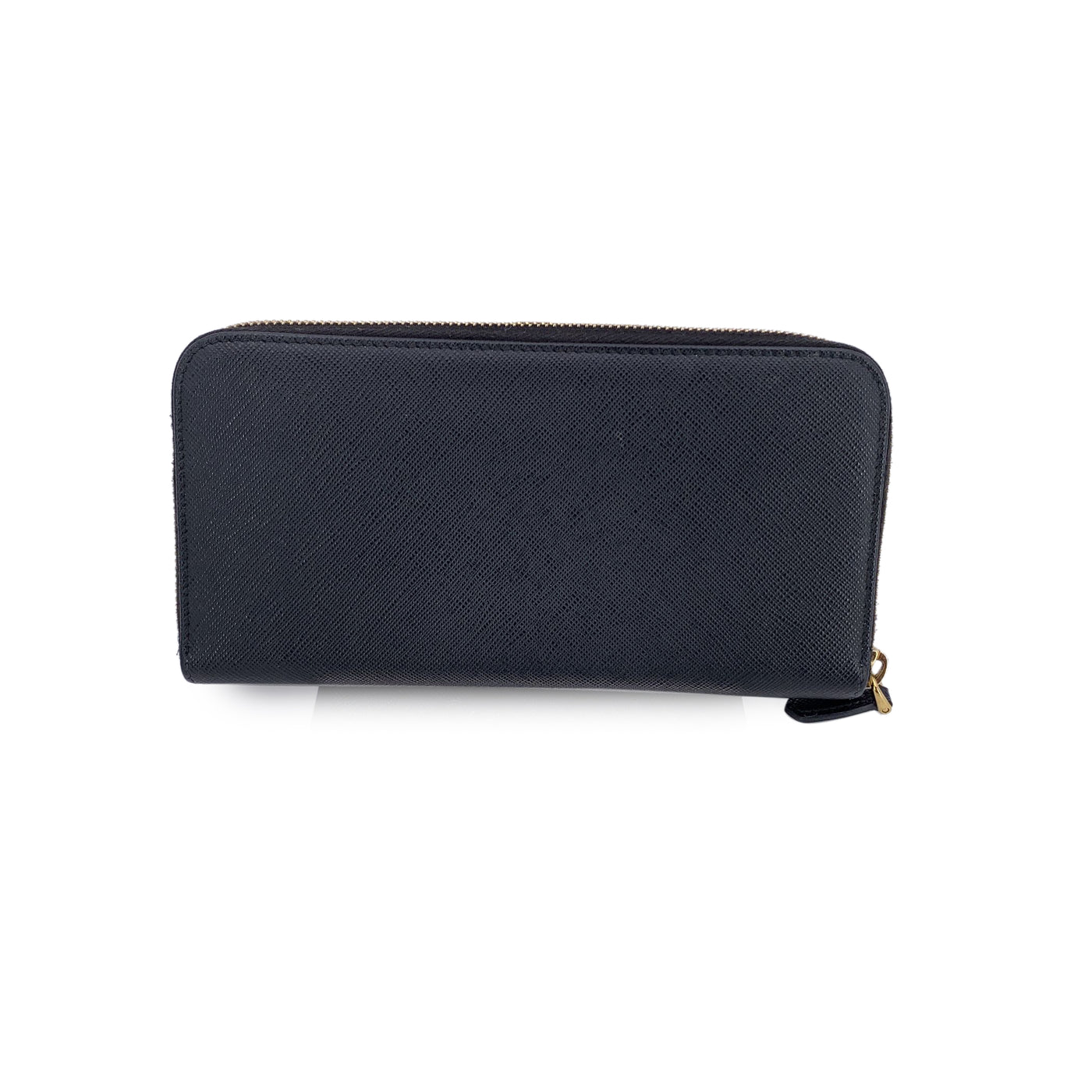 Prada Black Saffiano Leather Continental Zippy Wallet 1ML506