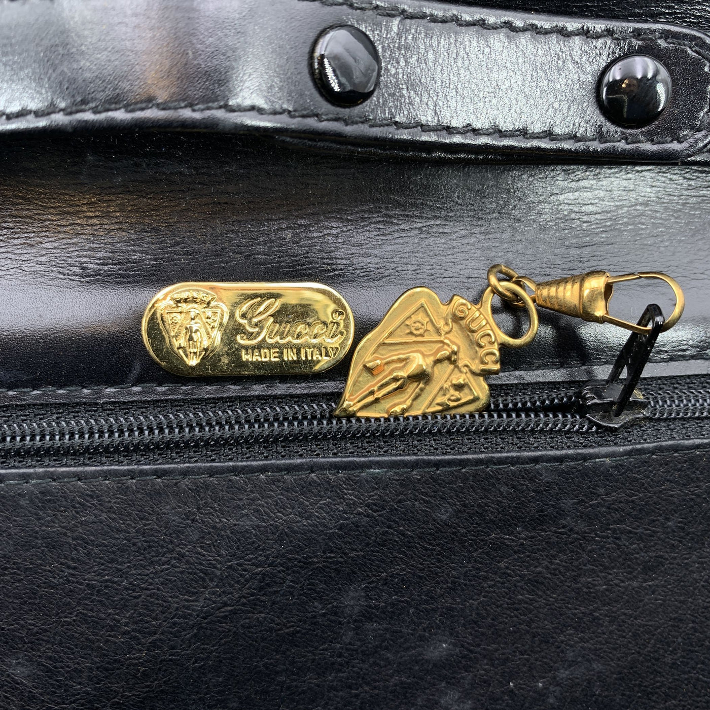 Gucci Vintage Black Leather Convertible Bag Shoulder Bag Clutch