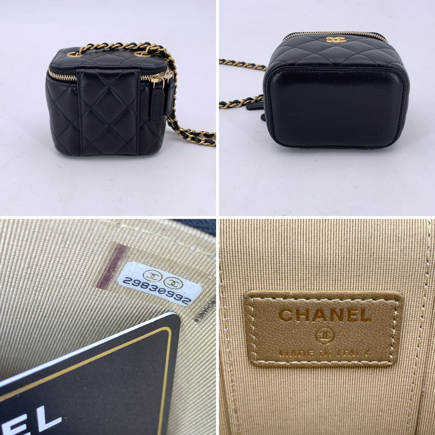 Chanel Black Quilted Leather Mini Vanity Case Crossbody Bag