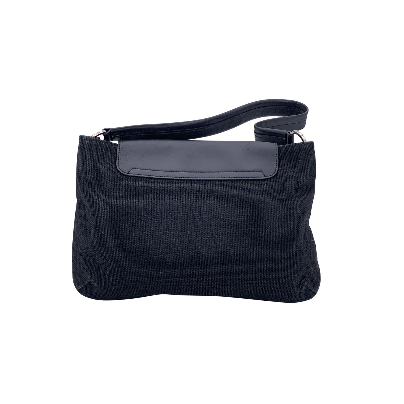 Gucci Black Canvas and Leather Flap Shoulder Bag