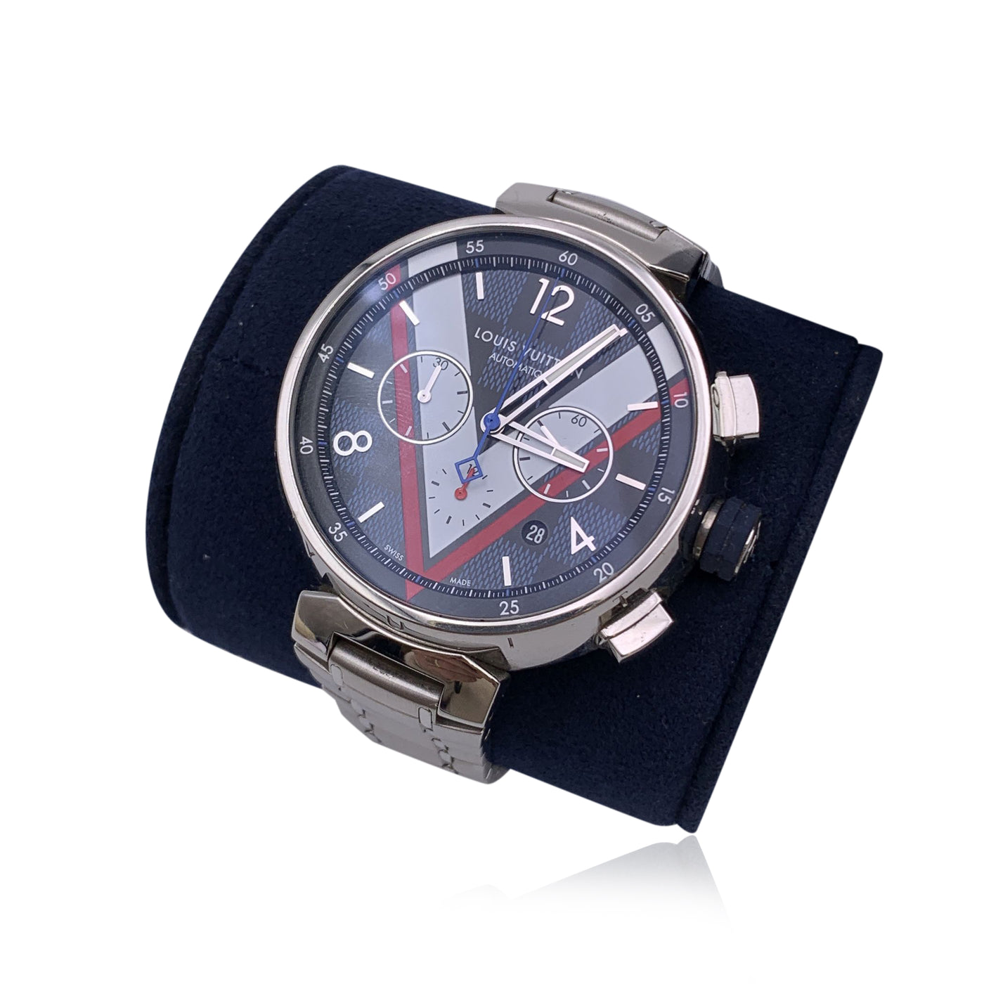 Louis Vuitton Automatic Tambour Damier Cobalt Chronograph Watch