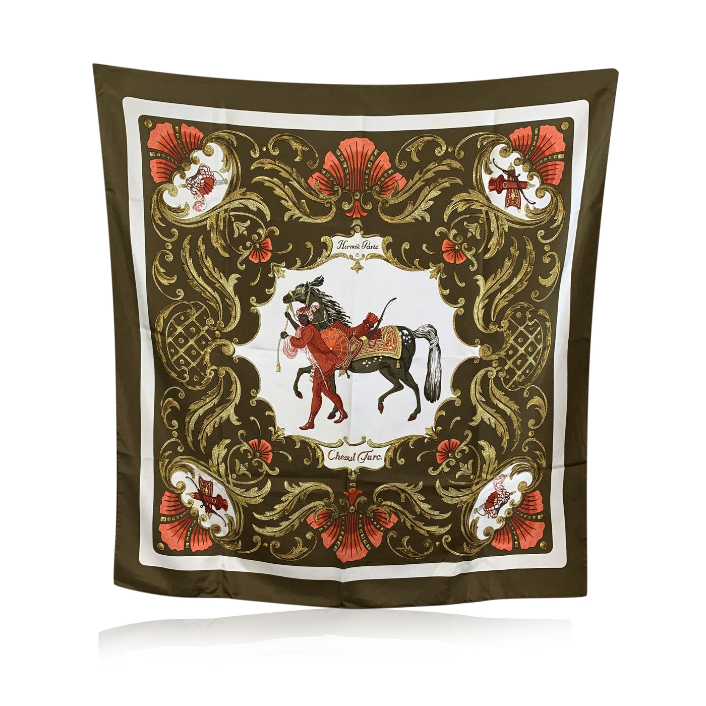 Hermes Paris Vintage Silk Scarf Cheval Turc 1969 Christiane Vauzelles