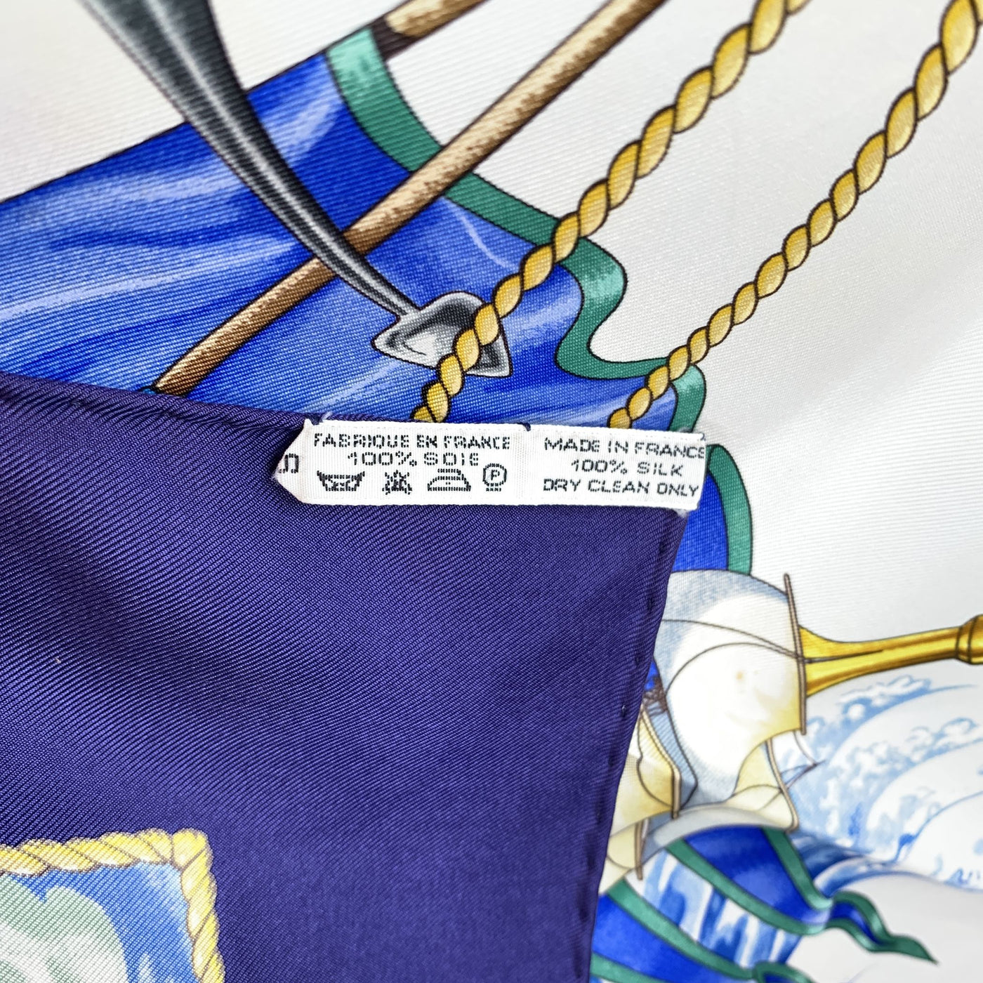 Hermes Vintage Blue Silk Scarf Vive le Vent 1992 Toutsy Bourthoumieux