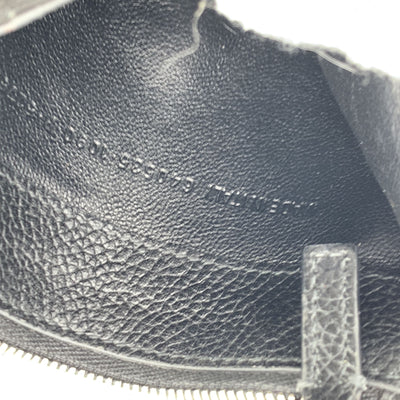 Balenciaga Black Leather Logo Cash Long Coin And Card Holder Wallet