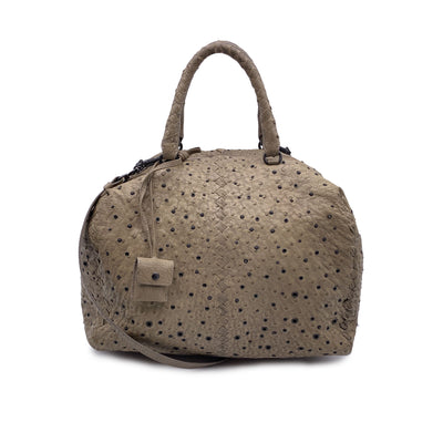 Bottega Veneta Taupe Leather Leather Eyelets Satchel Bag with Strap