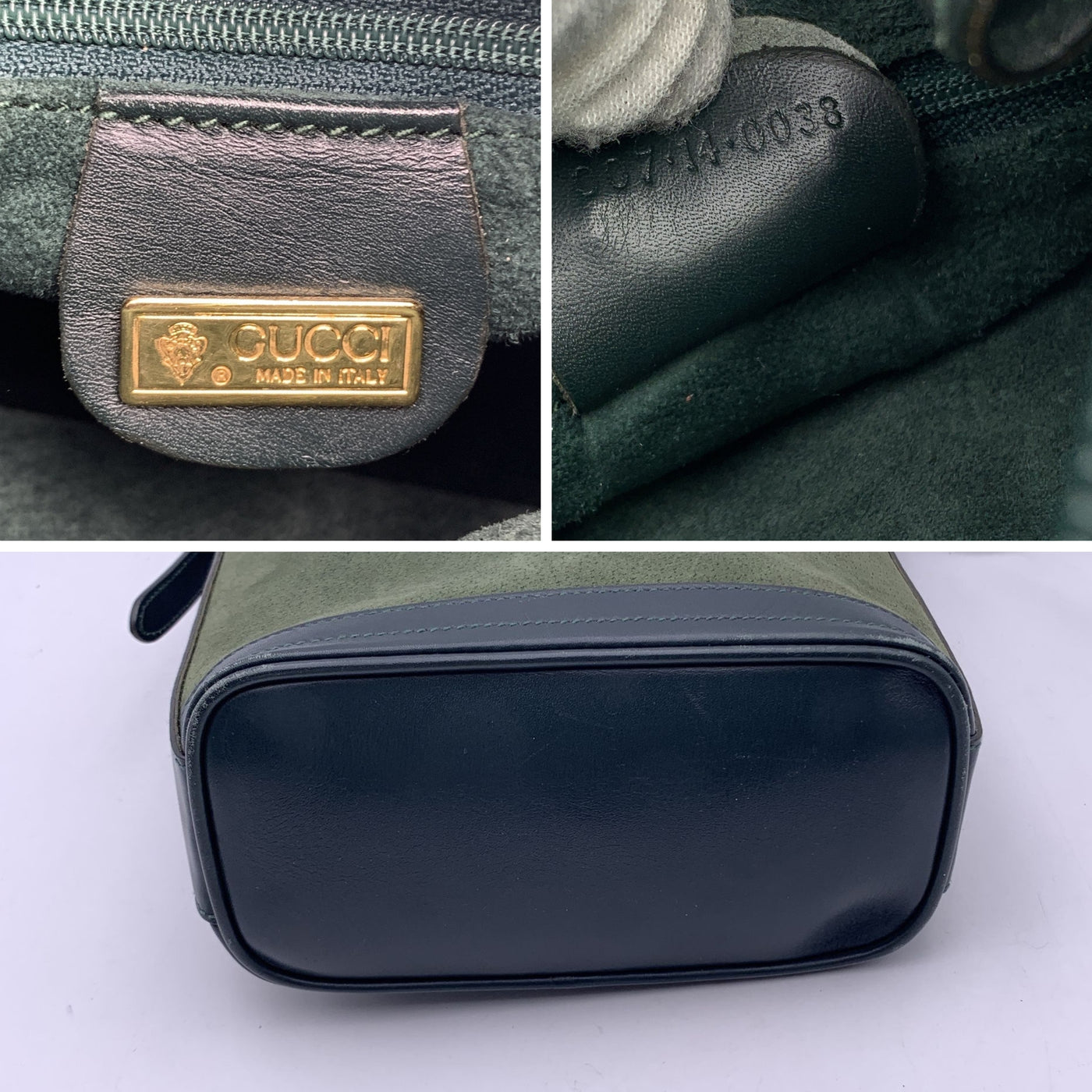 Gucci Vintage Green Suede and Leather Crossbody Shoulder Bag