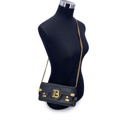 Balmain Black Leather B Buzz 23 Pochette Convertible Shoulder Bag