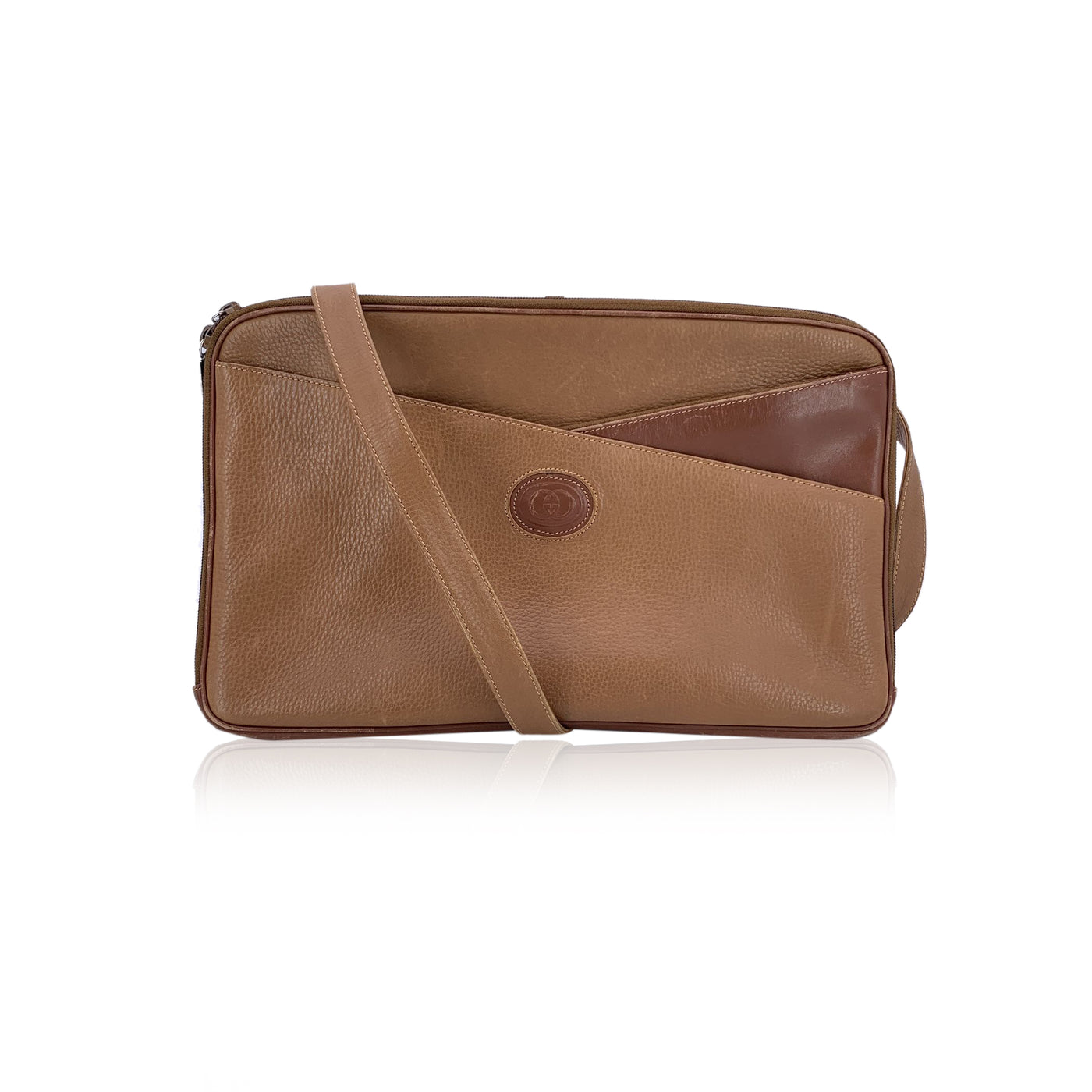Gucci Vintage Light Brown Leather Convertible Bag Shoulder Bag