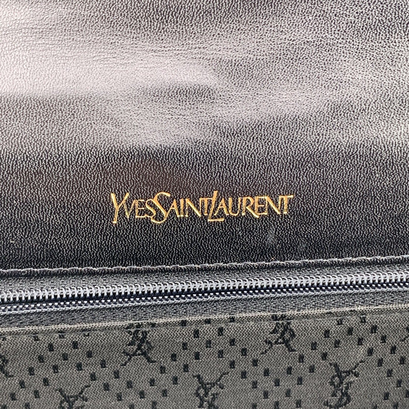 Yves Saint Laurent Vintage Embossed Black Patent Leather Clutch Bag