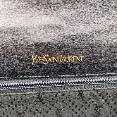 Yves Saint Laurent Vintage Embossed Black Patent Leather Clutch Bag