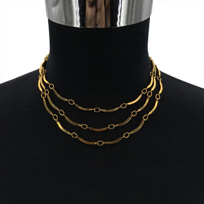 Yves Saint Laurent Vintage Gold Metal Multi Strand Necklace