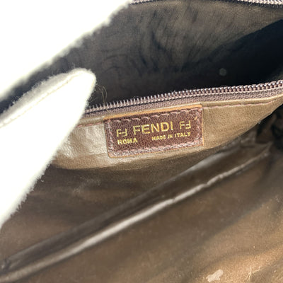 Fendi Vintage Brown Leather Stitching Messenger Bag