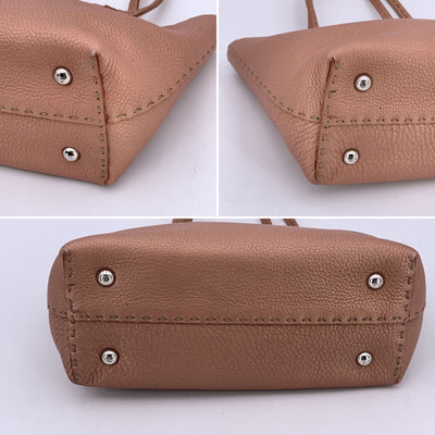 Fendi Selleria Pink Metallic Leather Tote Small Handbag Satchel