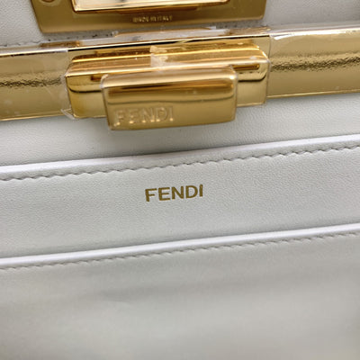 Fendi White Leather Peekaboo ISeeU Medium Top Handle Satchel