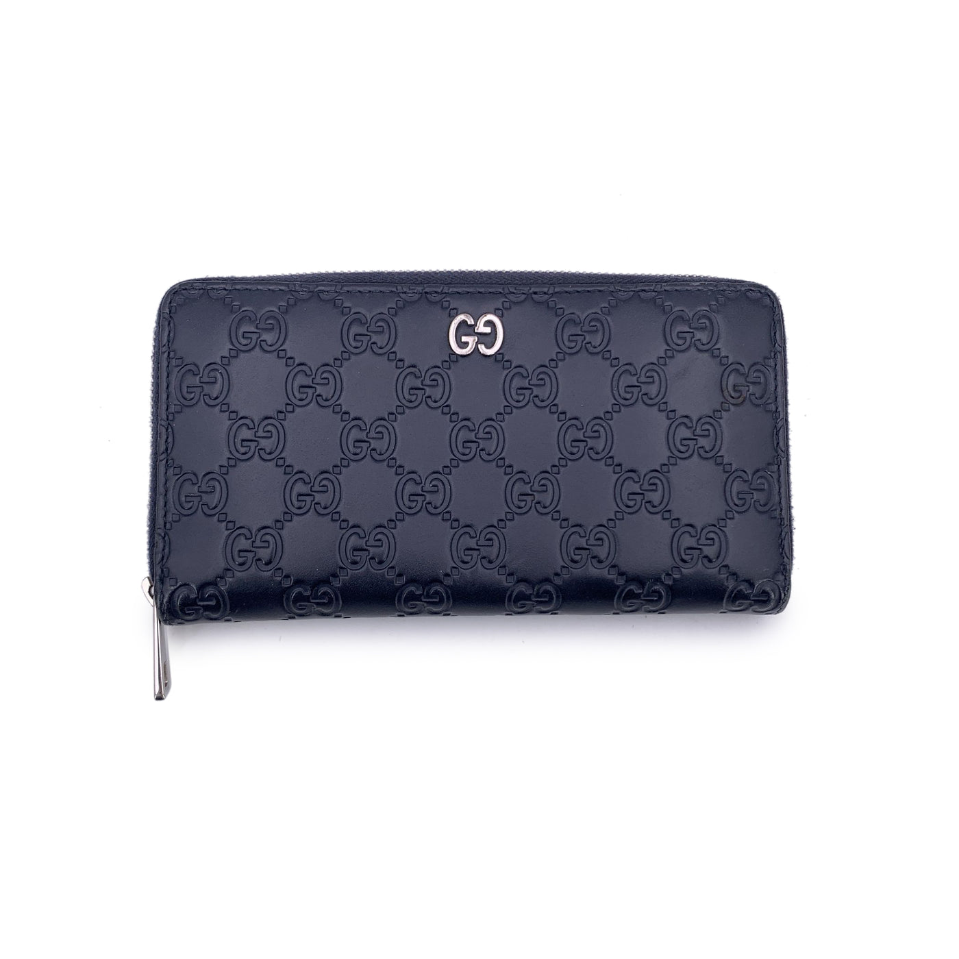 Gucci Blue Guccissima Leather Continental Zip Wallet Coin Purse