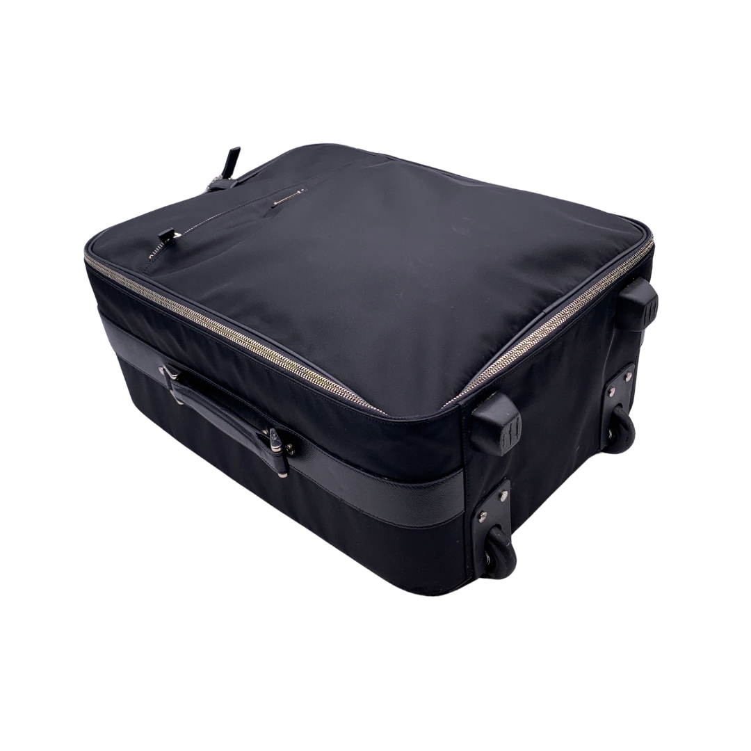 Prada Black Nylon Rolling Suitcase Trolley Luggage Travel Bag