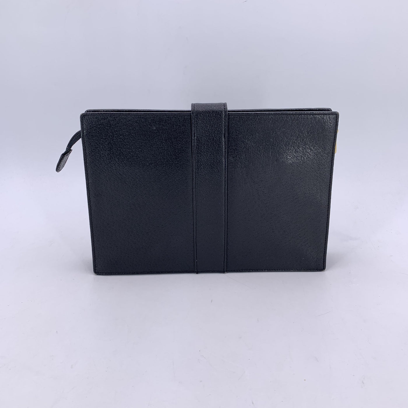 Yves Saint Laurent Vintage Black Leather Y Clutch Bag Handbag