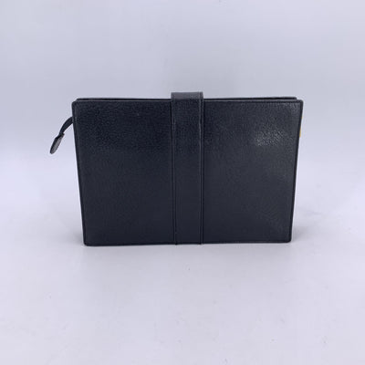 Yves Saint Laurent Vintage Black Leather Y Clutch Bag Handbag