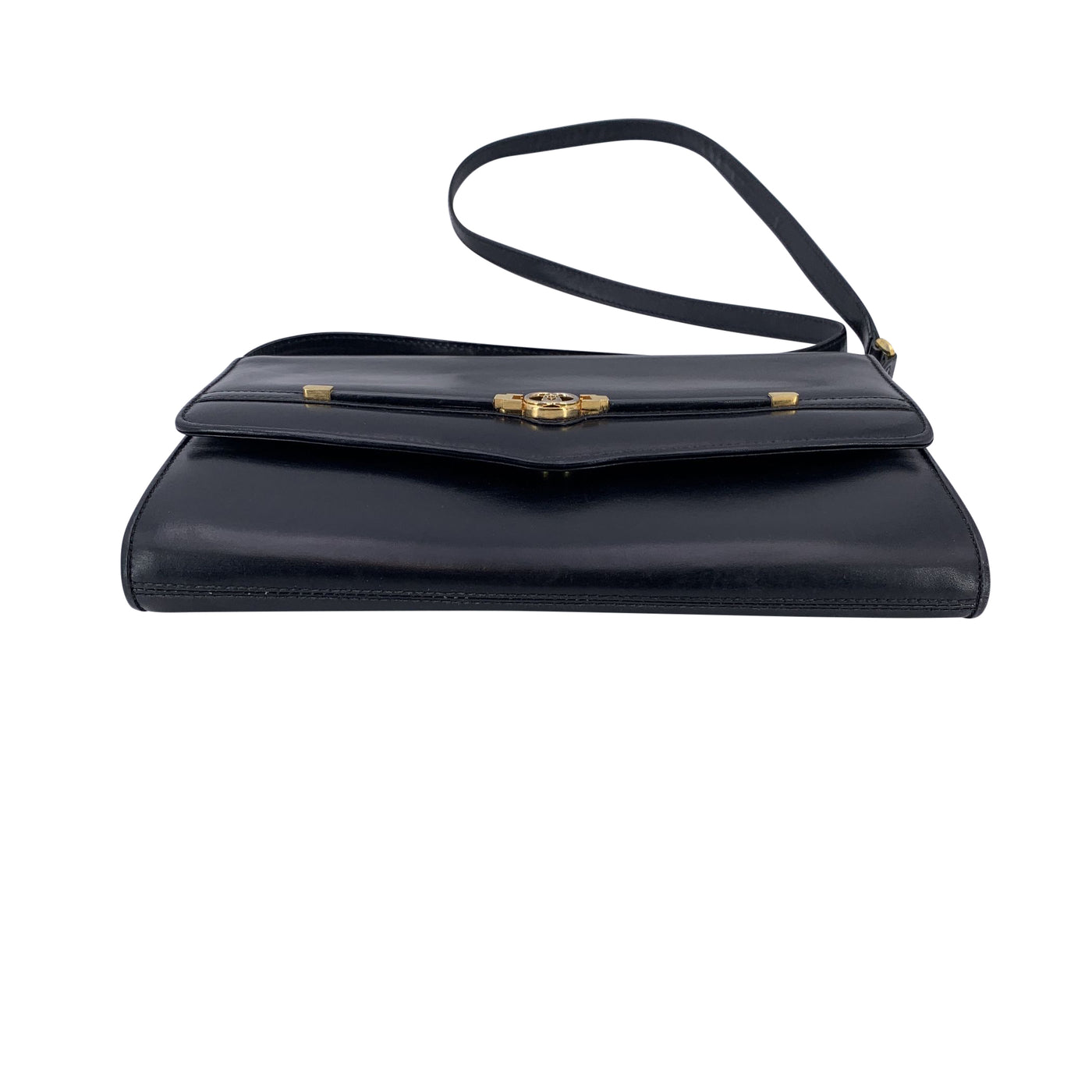 Gucci Vintage Black Leather Convertible Bag Shoulder Bag Clutch