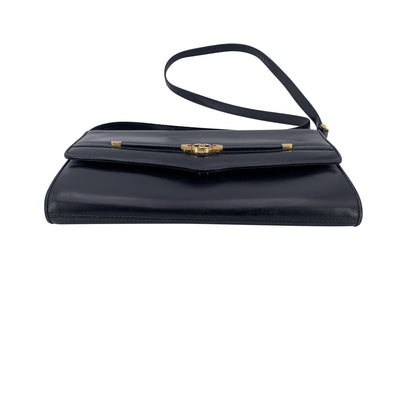 Gucci Vintage Black Leather Convertible Bag Shoulder Bag Clutch