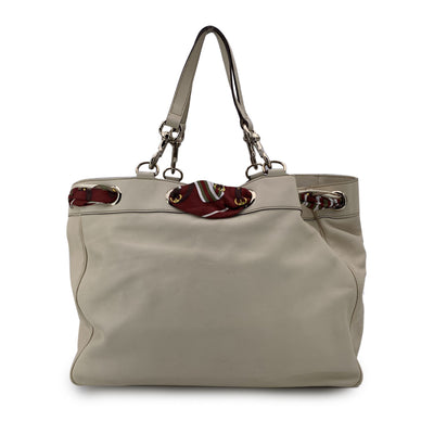 Gucci Beige Leather Positano Tote Bag with Silk Scarf