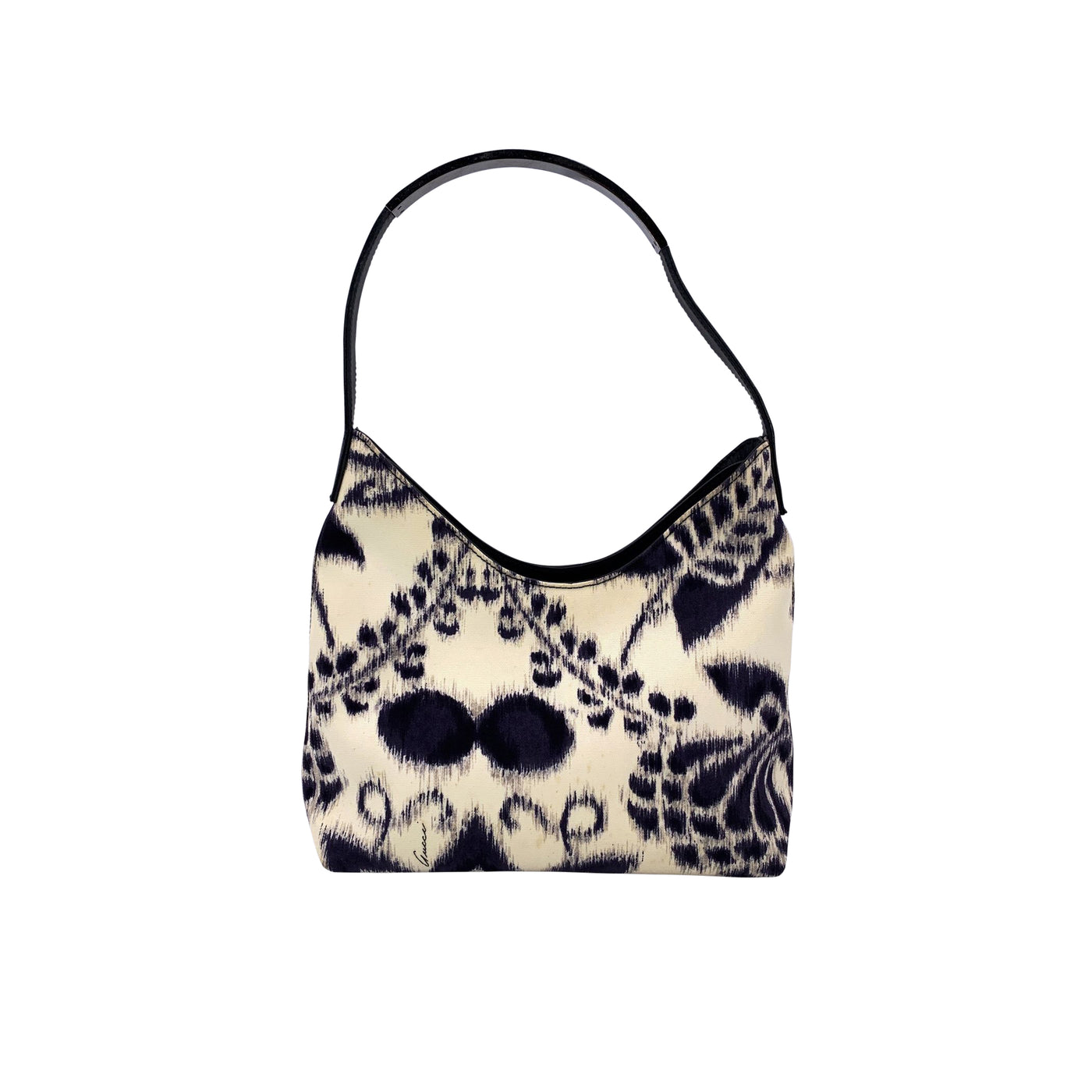 Gucci Vintage Black Nylon Canvas Hobo Shoulder Bag Tote