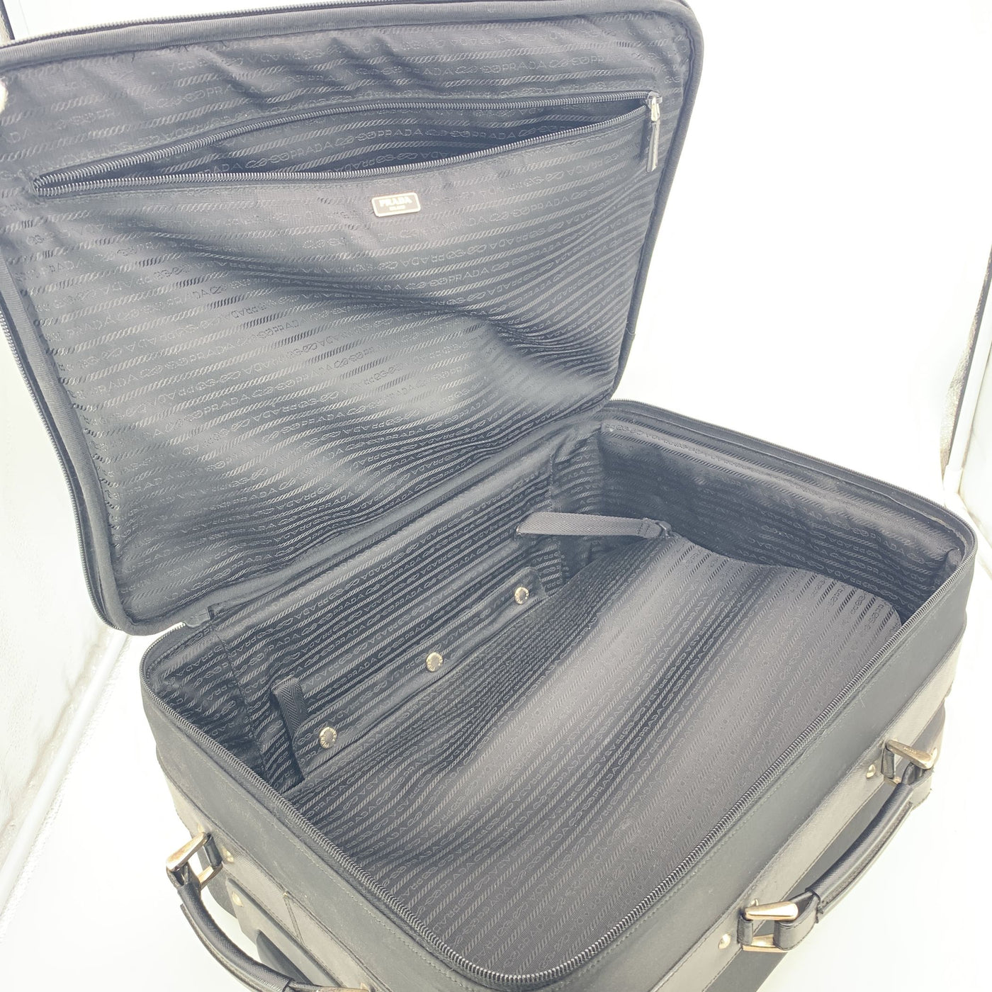 Prada Black Nylon Rolling Suitcase Trolley Luggage Travel Bag