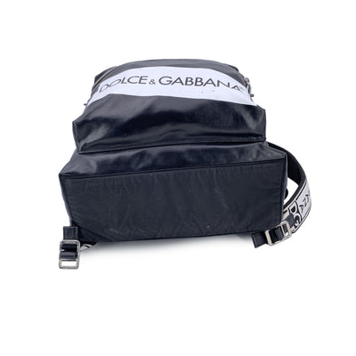 Dolce & Gabbana Black Canvas Vulcano Logo Backpack Shoulder Bag