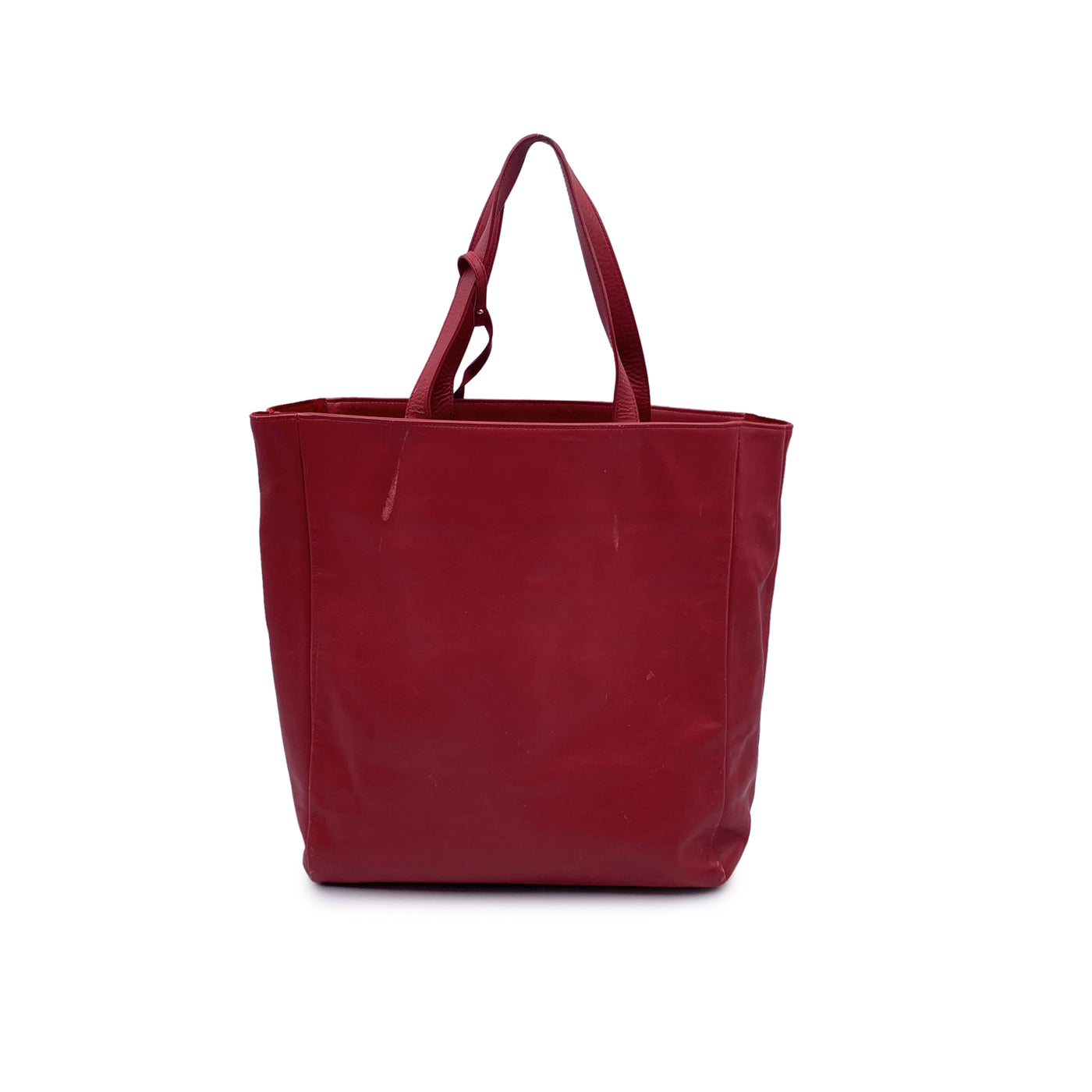 Saint Laurent Red Leather North South Reversible Tote Shopping Bag