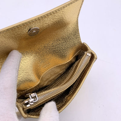 Prada Metallic Gold Leather Mini Box Clutch Bag Pochette