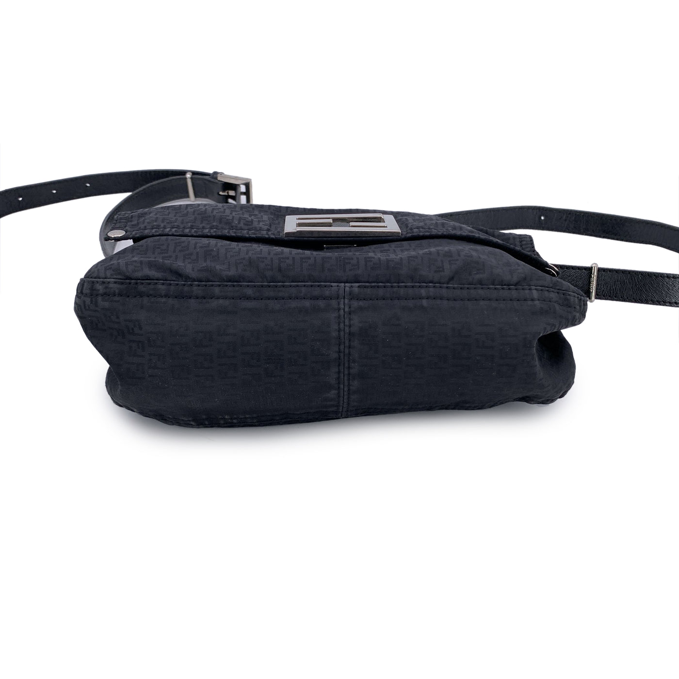 Fendi Black Monogram Canvas Small Crossbody Messenger Bag