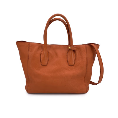 Prada Orange Vitello Daino Leather Tote Shopping Bag with Strap BN2694