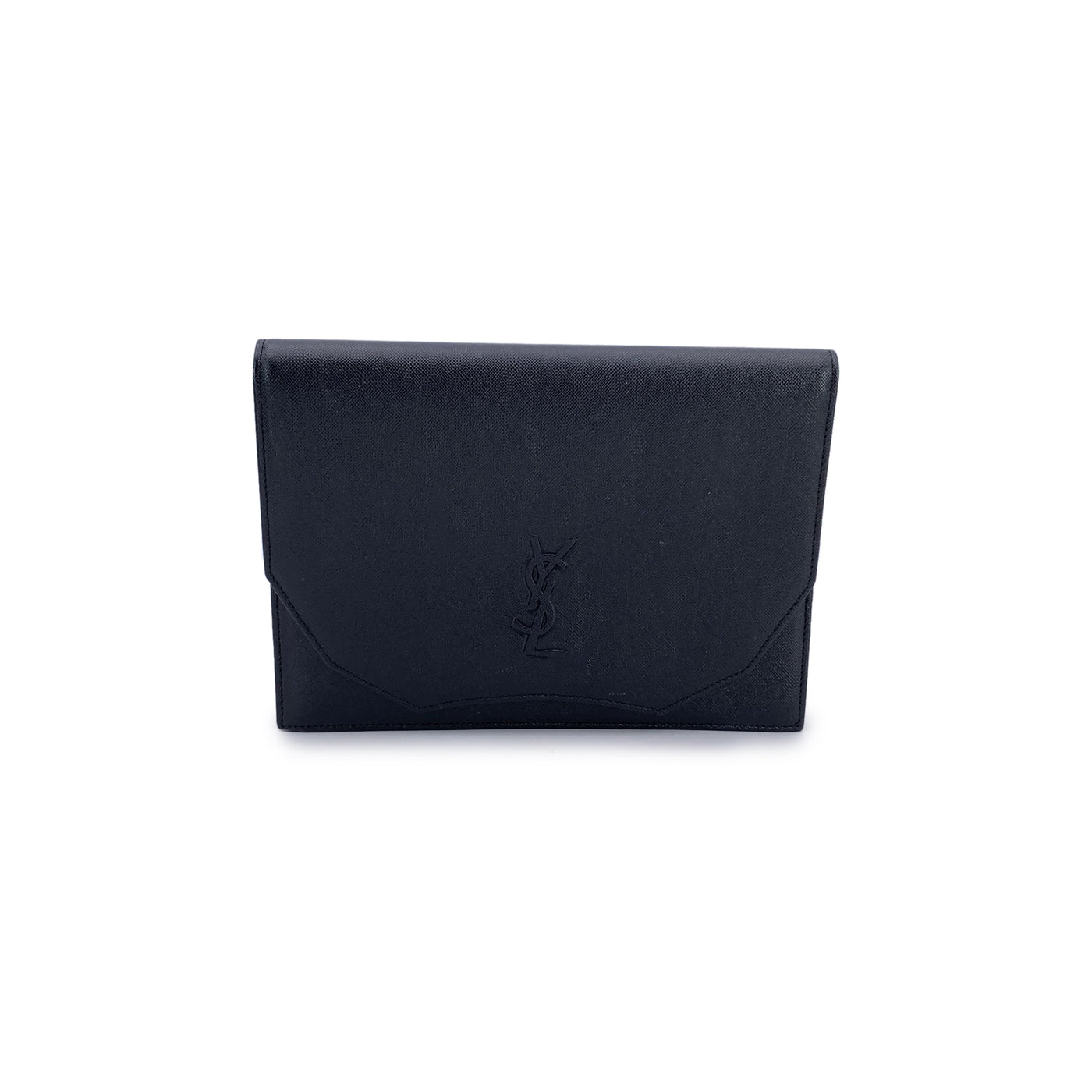 Yves Saint Laurent Vintage Black Leather YSL Logo Purse Clutch Bag