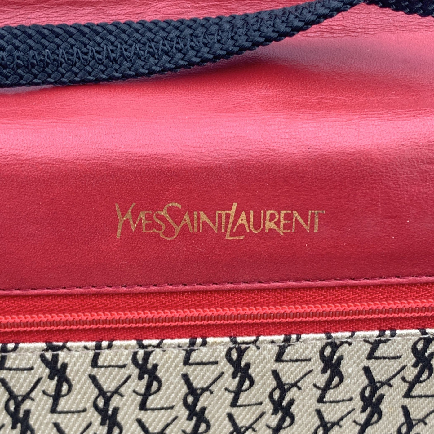 Yves Saint Laurent Vintage Red Black Leather Convertible Crossbody Bag