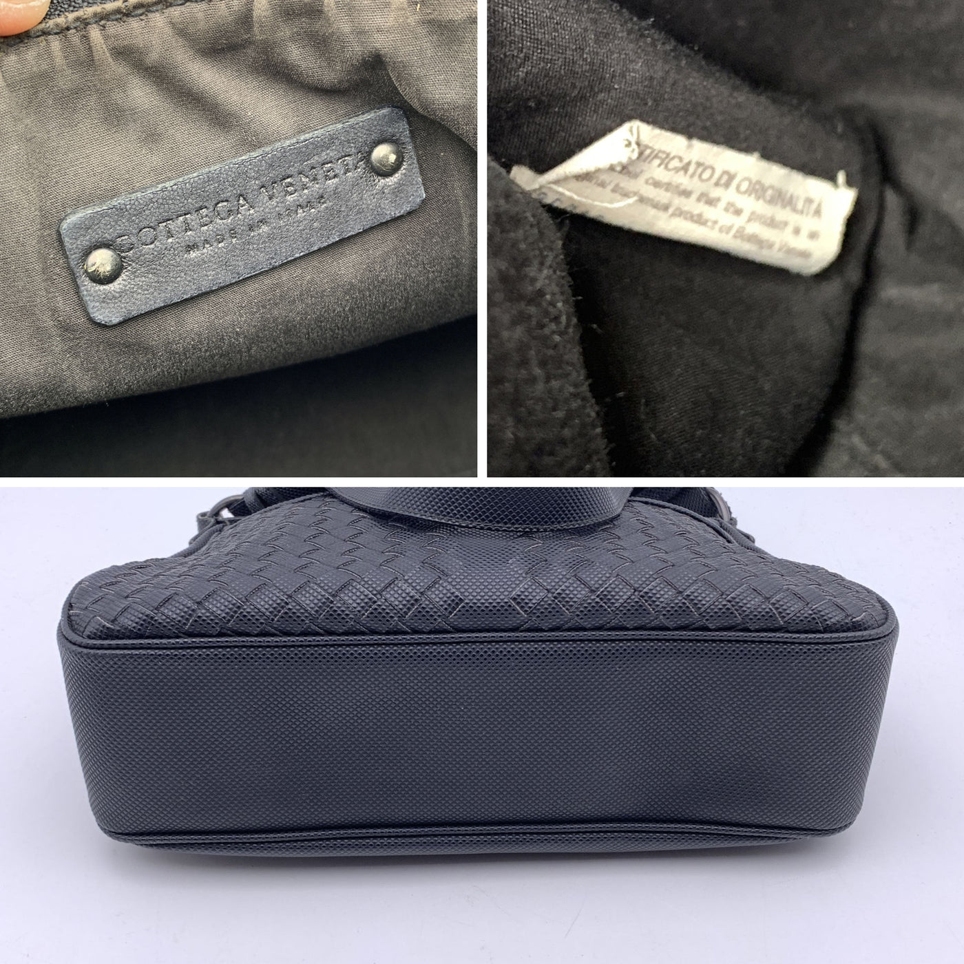 Bottega Veneta Black Intrecciato Canvas Shoulder Bag