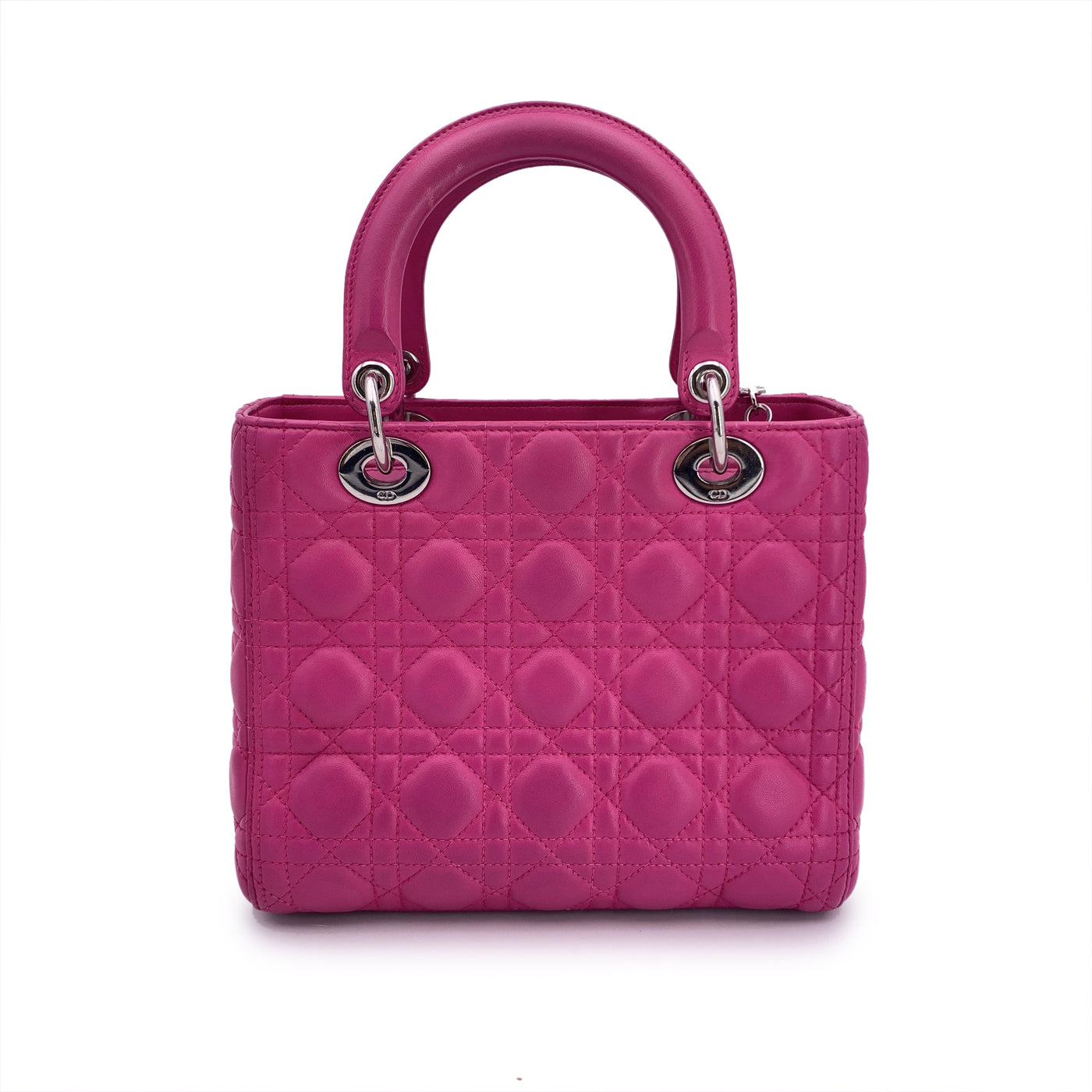 Christian Dior Pink Leather Cannage Quilted Small Lady Dior Bag