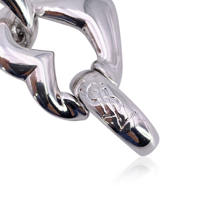 Yves Saint Laurent Vintage Silver Metal Heart Chain Link Bracelet