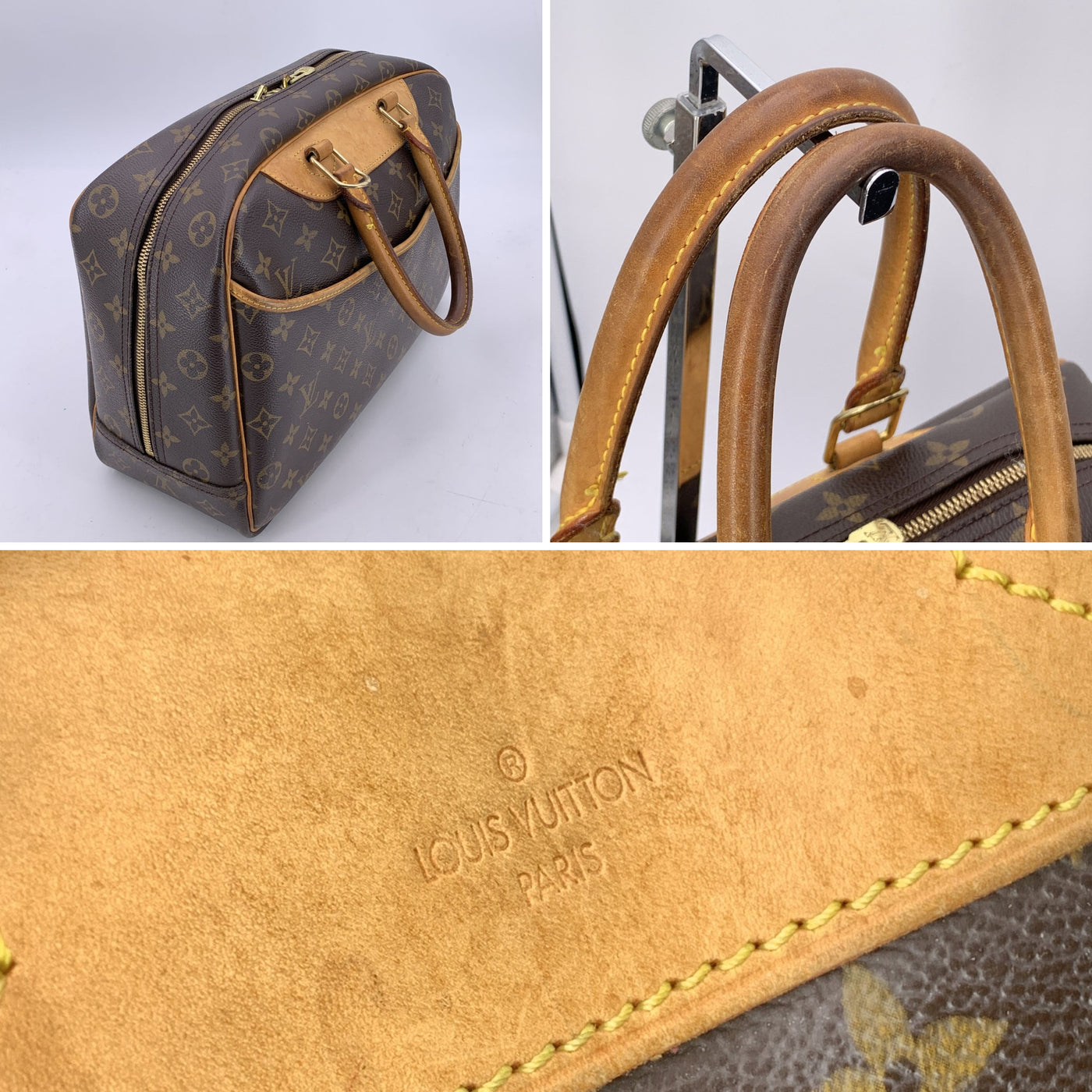 Louis Vuitton Vintage Brown Monogram Canvas Deauville Travel Bag