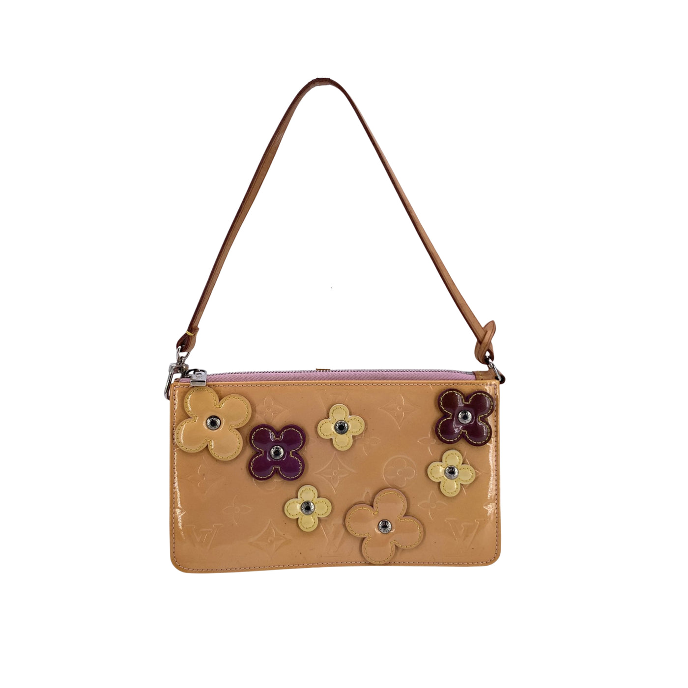Louis Vuitton Beige Monogram Vernis Flower Lexington Pochette Bag