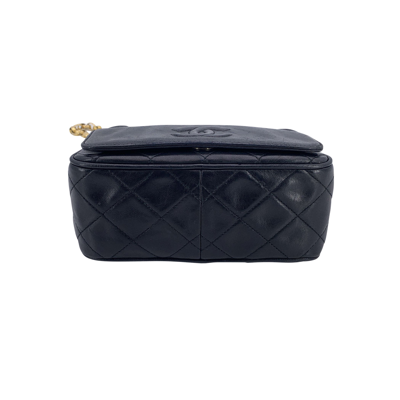 Chanel Vintage Black Quilted Leather Camera Tassel Crossbody Bag