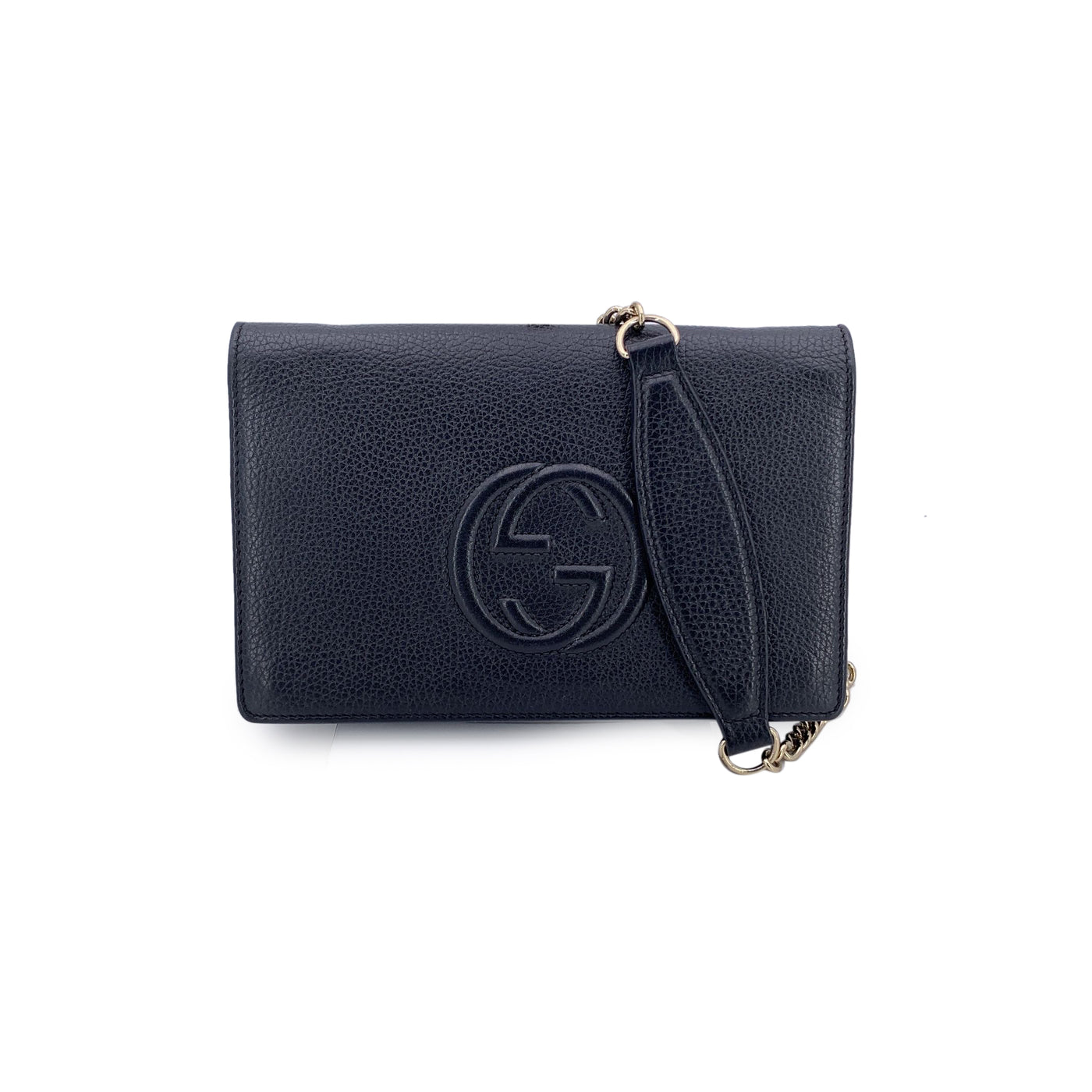 Gucci Black Leather GG Soho WOC Small Crossbody Messenger Bag