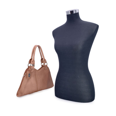Fendi Selleria Pink Rose Metallic Leather Devil Trapezio Hobo Bag