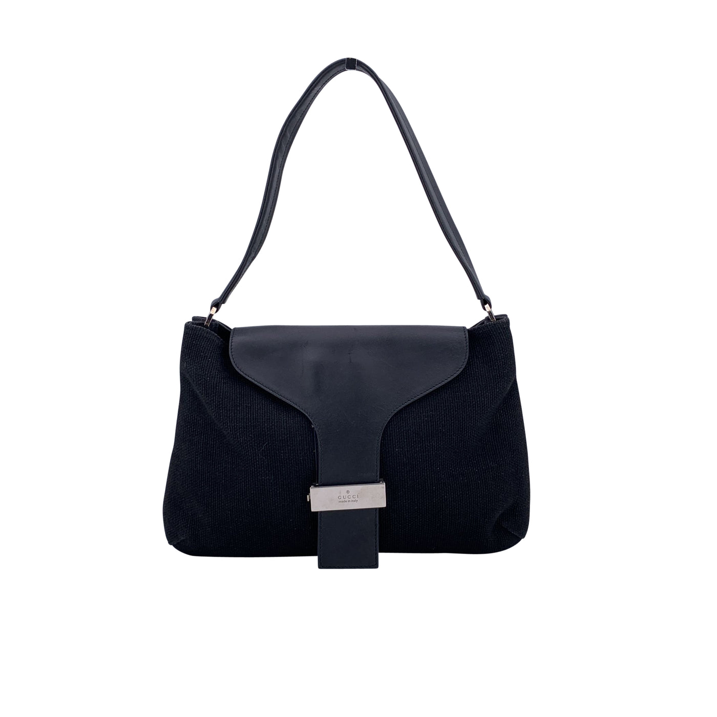 Gucci Black Canvas and Leather Flap Shoulder Bag