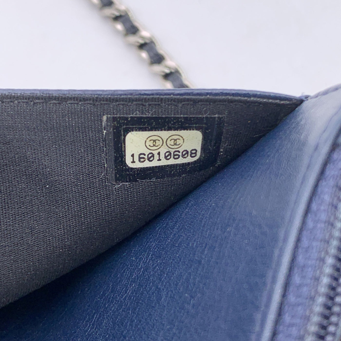 Chanel Blue Caviar Leather CC Logo Wallet on Chain Woc Crossbody Bag