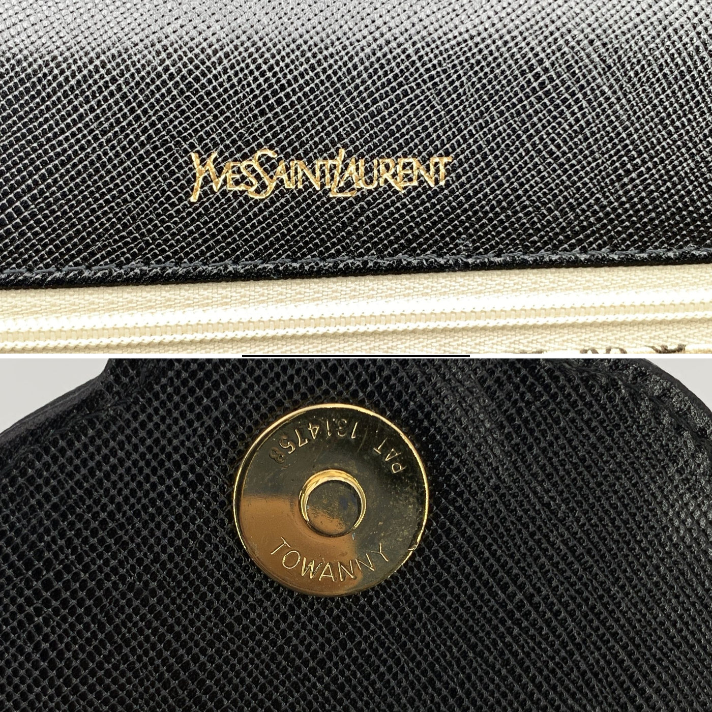 Yves Saint Laurent Vintage Black Leather YSL Clutch Bag Handbag