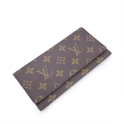 Louis Vuitton Vintage Brown Monogram Canvas Long Bifold Bill Wallet