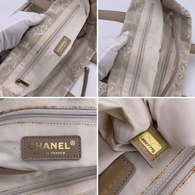 Chanel Vintage Beige Nylon New Travel Line Tote Shoulder Bag